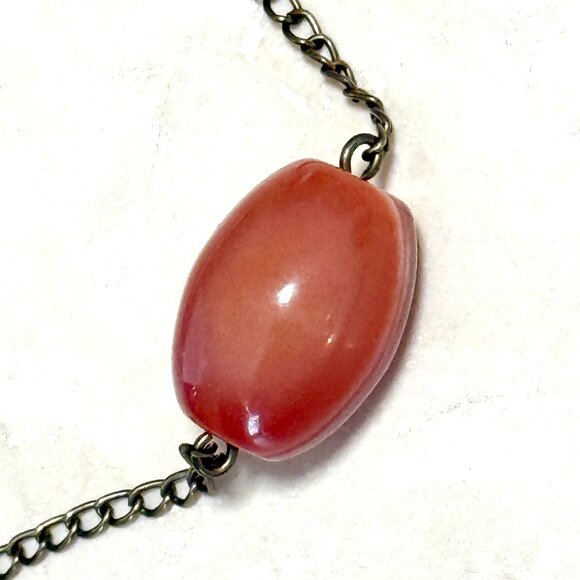2/$20, Natural Carnelian Short Necklace, Genuine Gemstone Pendant & Bronze Chain - Picture 8 of 12